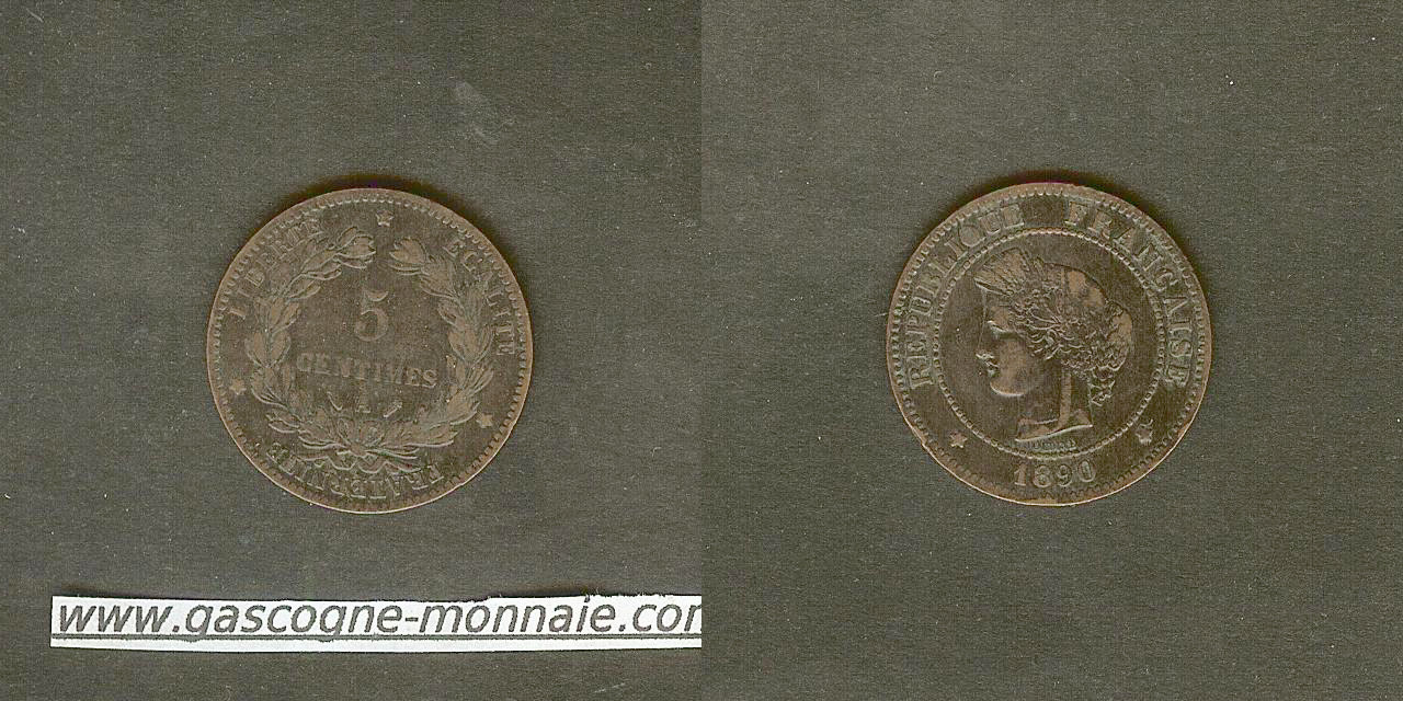 5 centimes Cérès 1890A TTB